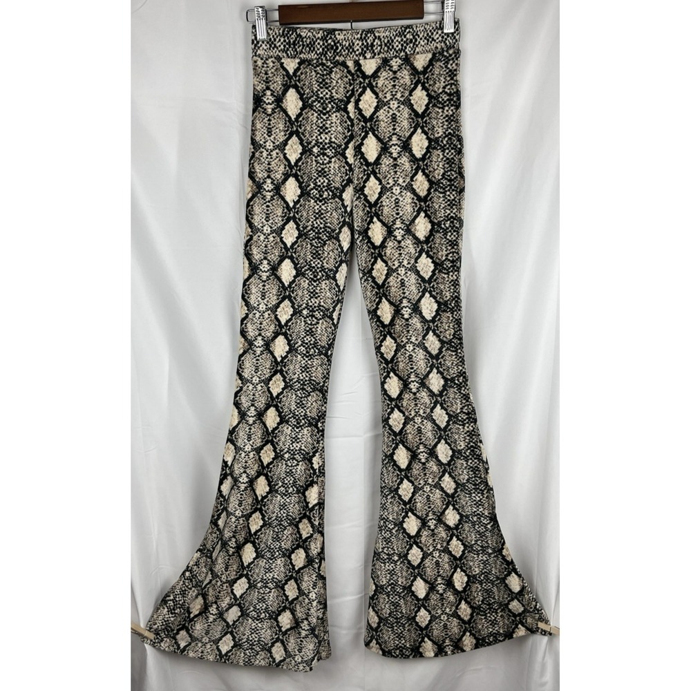 NWT Entro Snake Print High Waisted Flare Pants Women's Small Boho Retro Festival